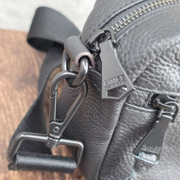 Aimee Kestenberg Connie Convertible Sling Belt Crossbody Bag Black Leather Edgy - Picture 6 of 13